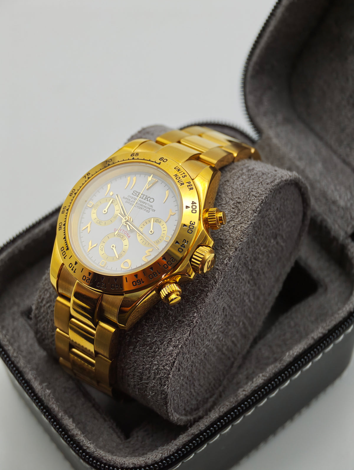 White & Gold Arabic Daytona Style Chronograph