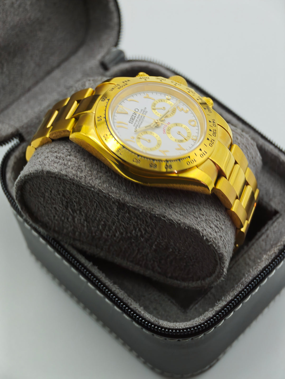 White & Gold Arabic Daytona Style Chronograph