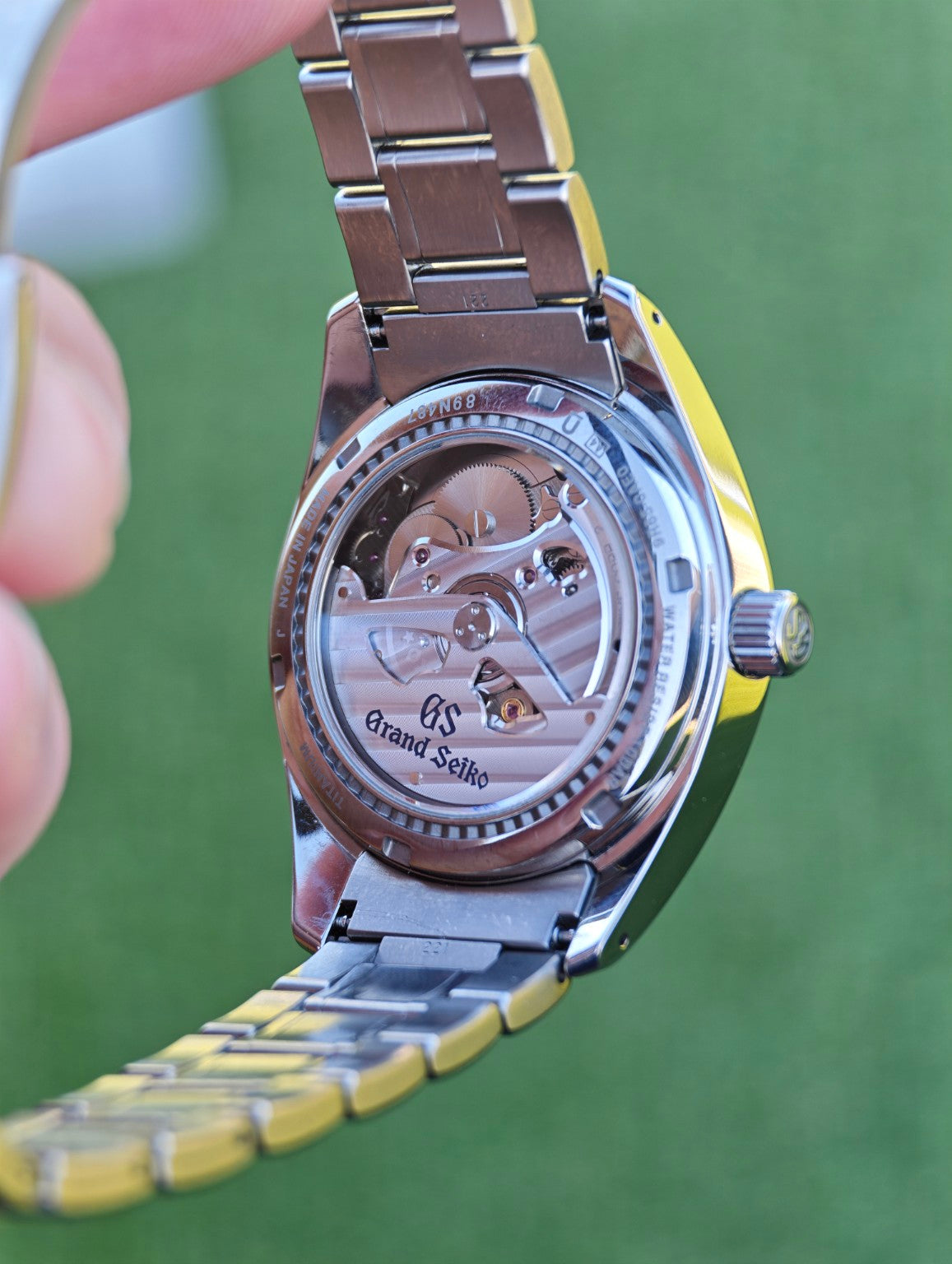 Grand Seiko SBGA259 exhibition caseback showing the Spring Drive 9R65 movement
