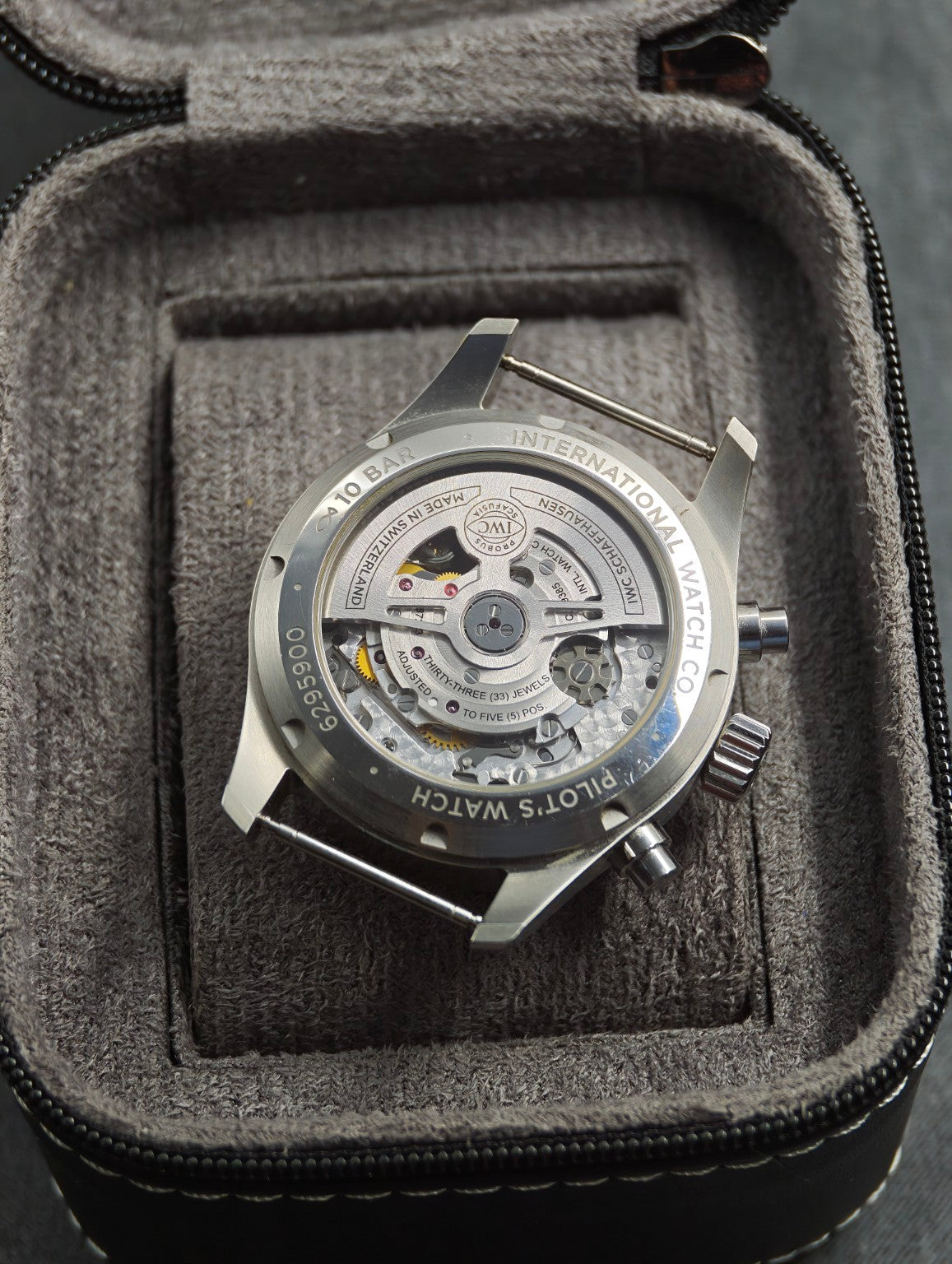 IWC Pilot's Watch Chronograph 41 exhibition caseback and automatic movement
