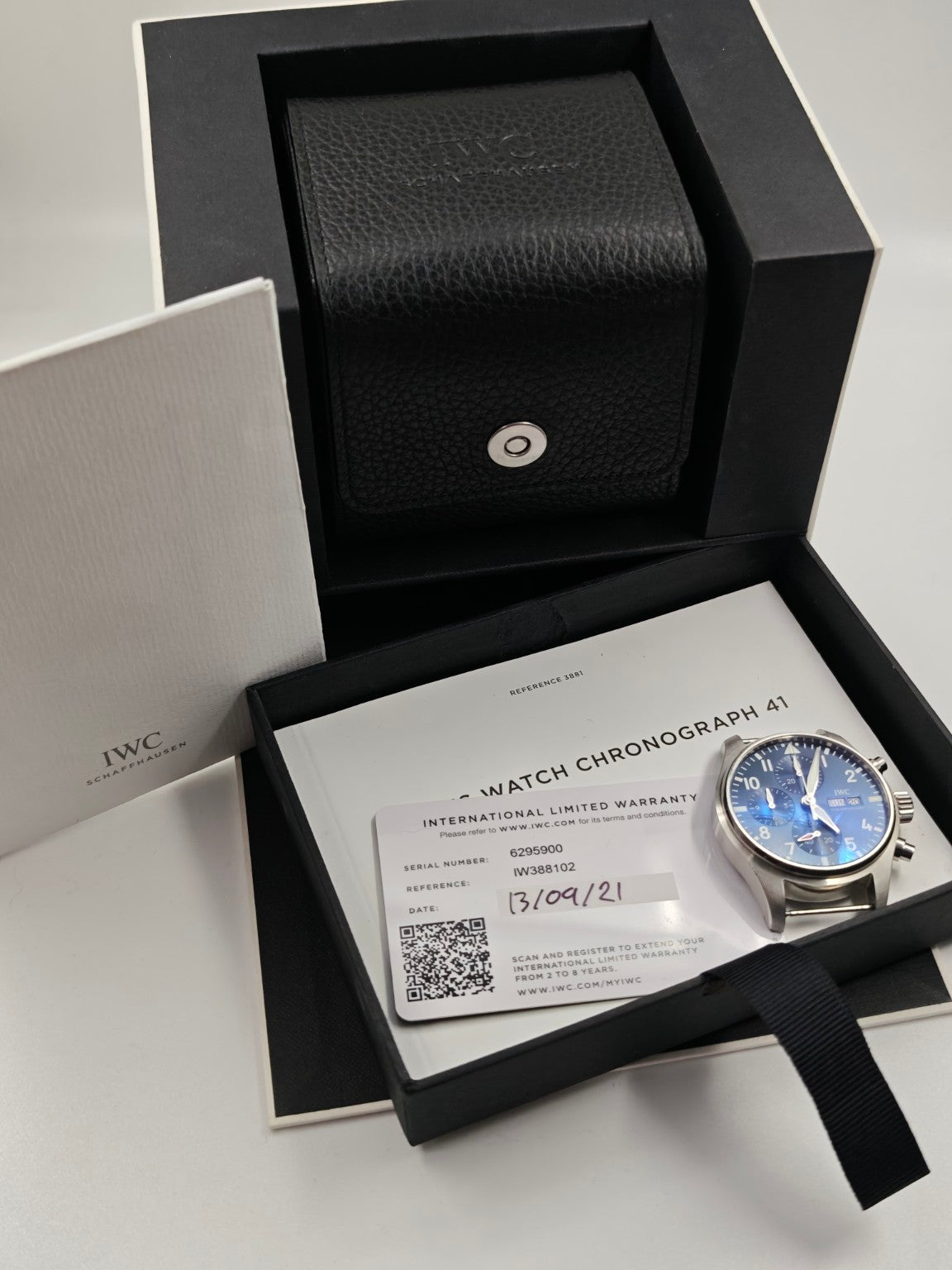 IWC Pilot's Watch Chronograph 41 with IWC box, booklet and 2021 warranty card
