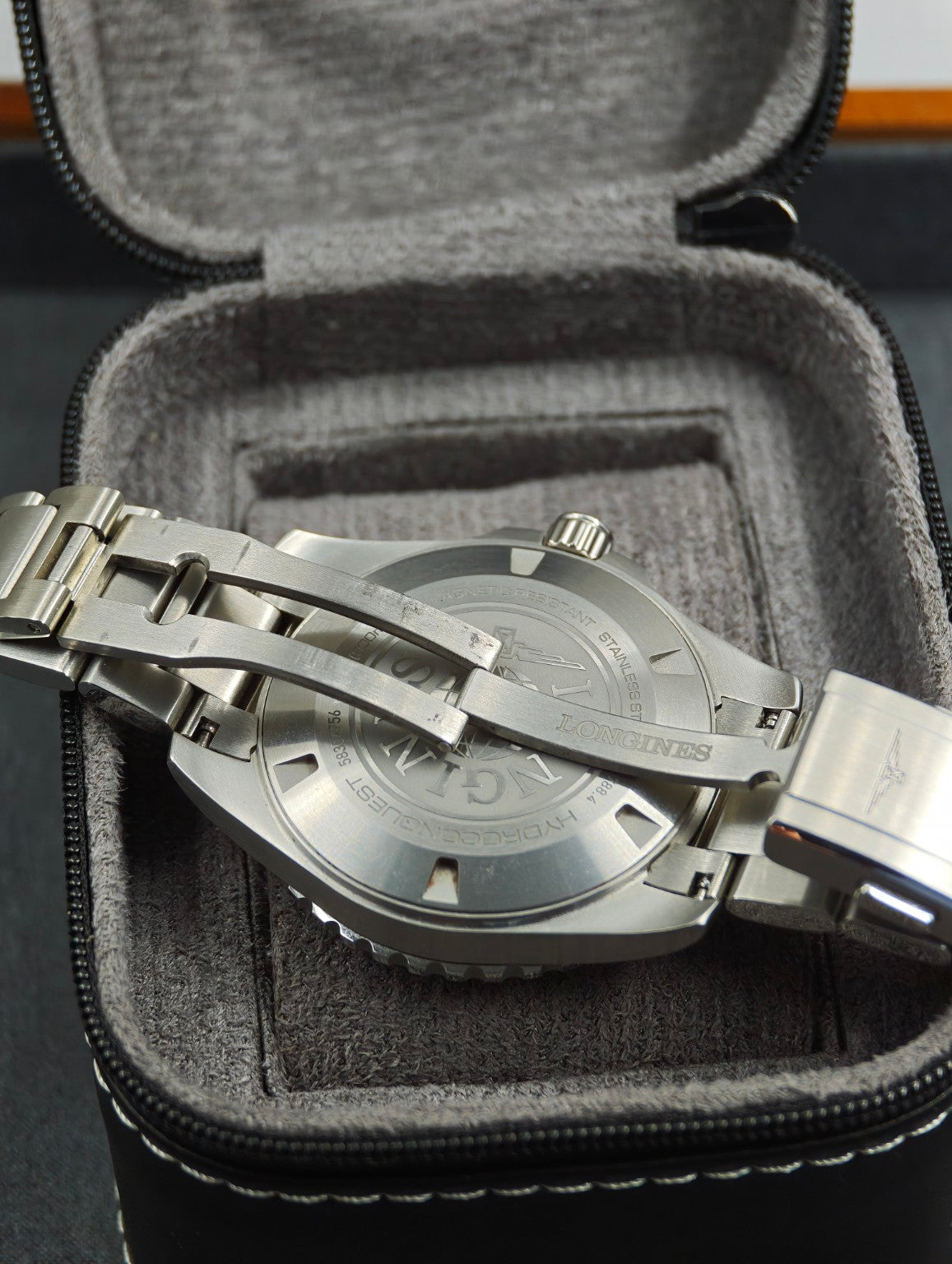 2026 Longines HydroConquest caseback and open folding clasp