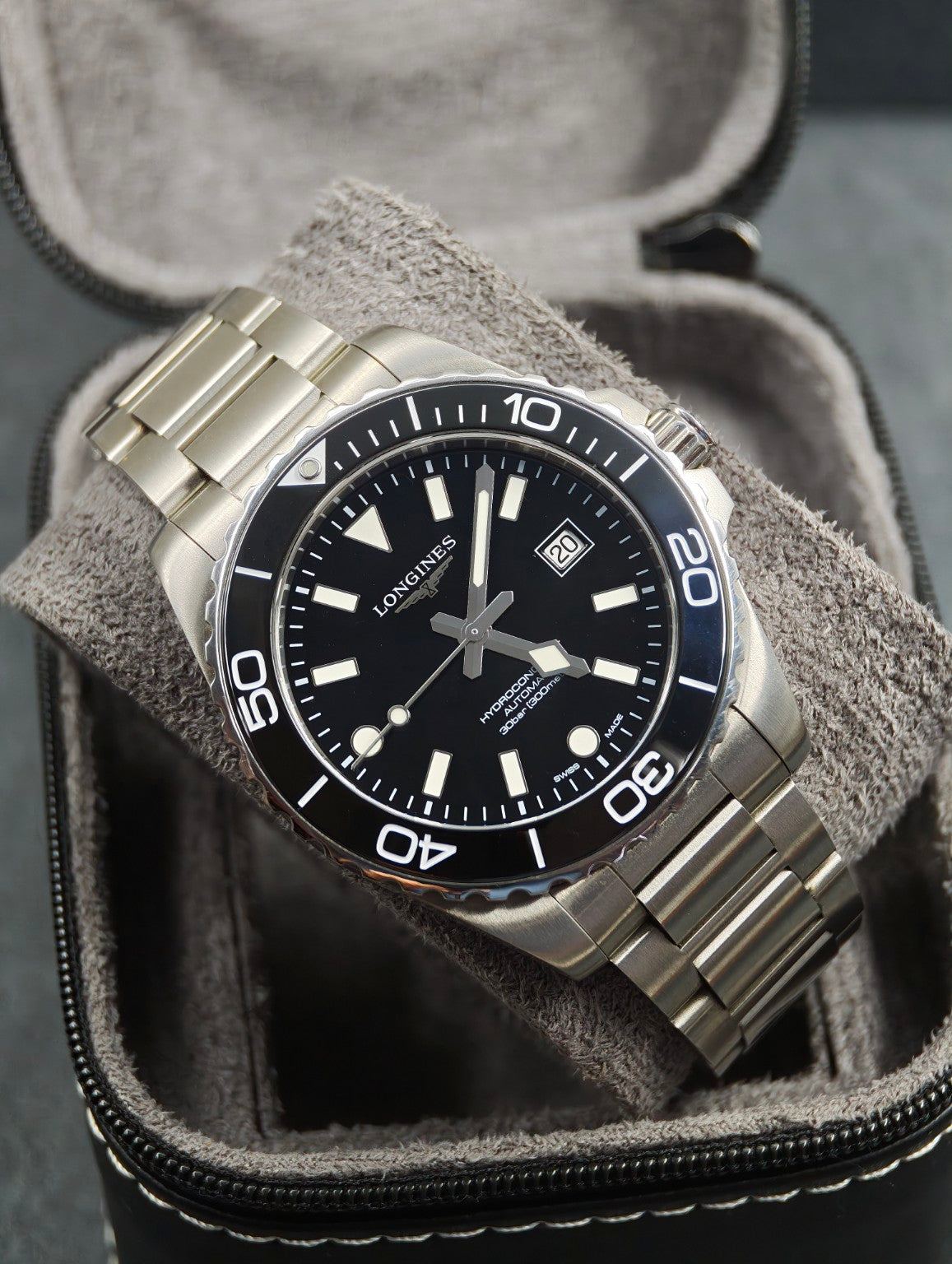 2026 Longines HydroConquest 42mm black dial on stainless steel bracelet