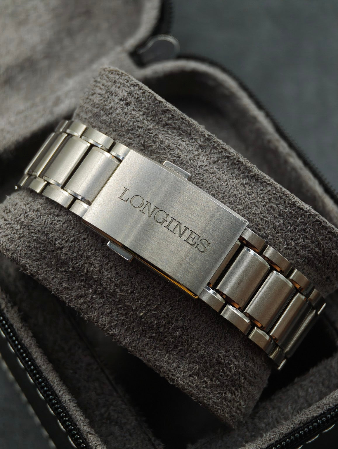 Longines Spirit Zulu Time stainless steel bracelet clasp
