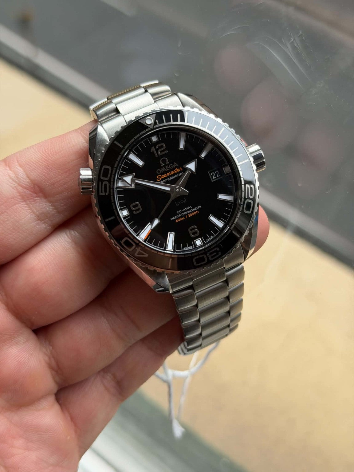 2022 Omega Seamaster Planet Ocean black dial, black bezel and steel bracelet