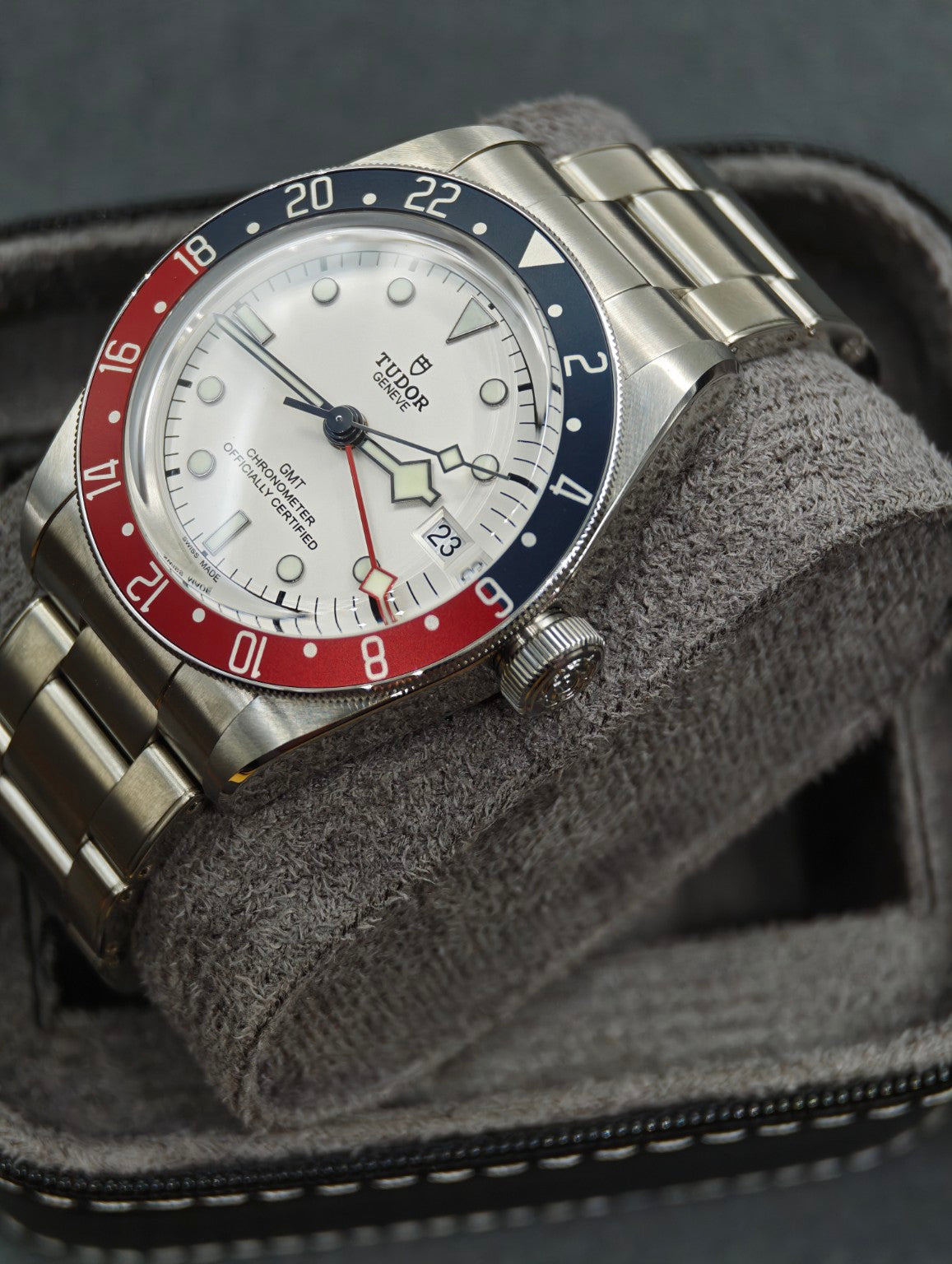 Tudor Black Bay GMT Opaline crown side and case profile