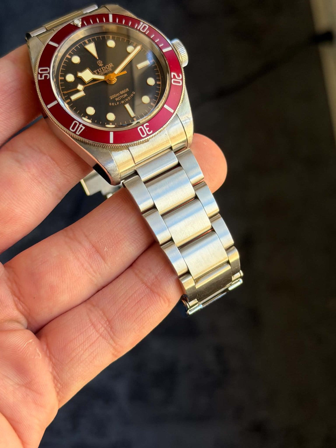 Tudor Black Bay Heritage burgundy bezel and stainless steel bracelet